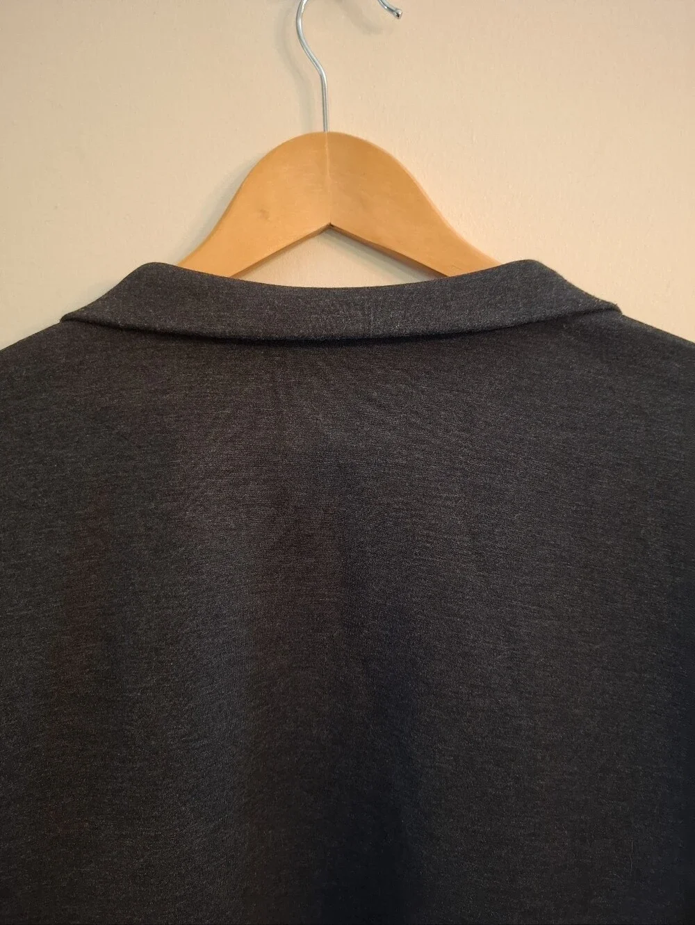 Charcoal Gray Snap Front Mock Neck Jacket Size L Fisherman Grandpa Minimalist LN